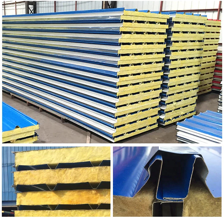 Steel Buildings High Density Mineral Wool Wall Panels Rockwool/Rock Wool Sandwich Panel for Internal and External Wall